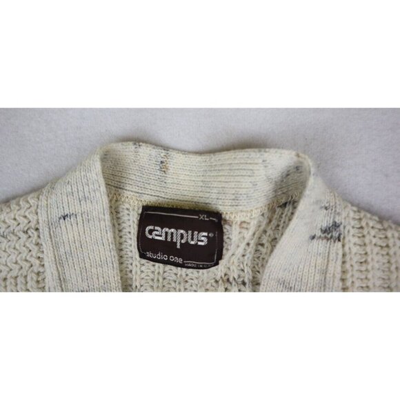 CAMPUS STUDIO ONE - VINTAGE MEN'S BEIGE CARDIGAN SWEATER - SIZE XL - Picture 8 of 11